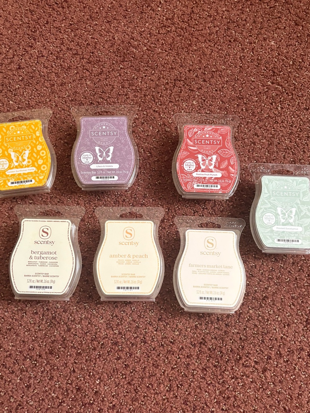 Scentsy Wax Bar Bundle in Yellow, Purple, Red, Green, Cream